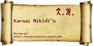 Karsai Miklós névjegykártya