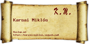 Karsai Miklós névjegykártya